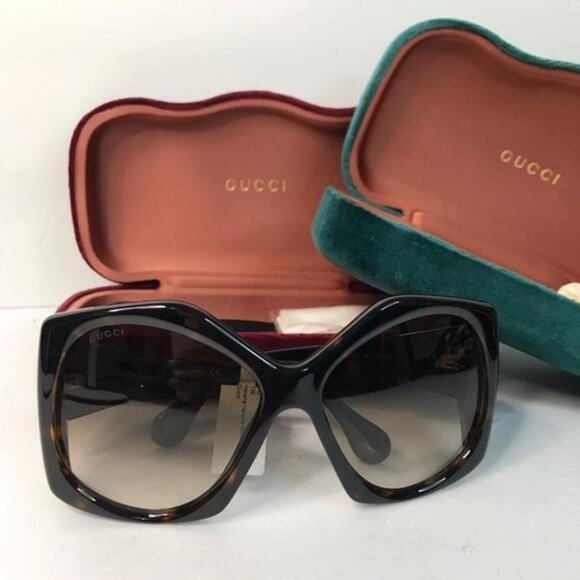 original New Gucci OVERSIZED HAVANA BROWN Sunglasses, GG0875S - 002 - 6 - Picture 7 of 12